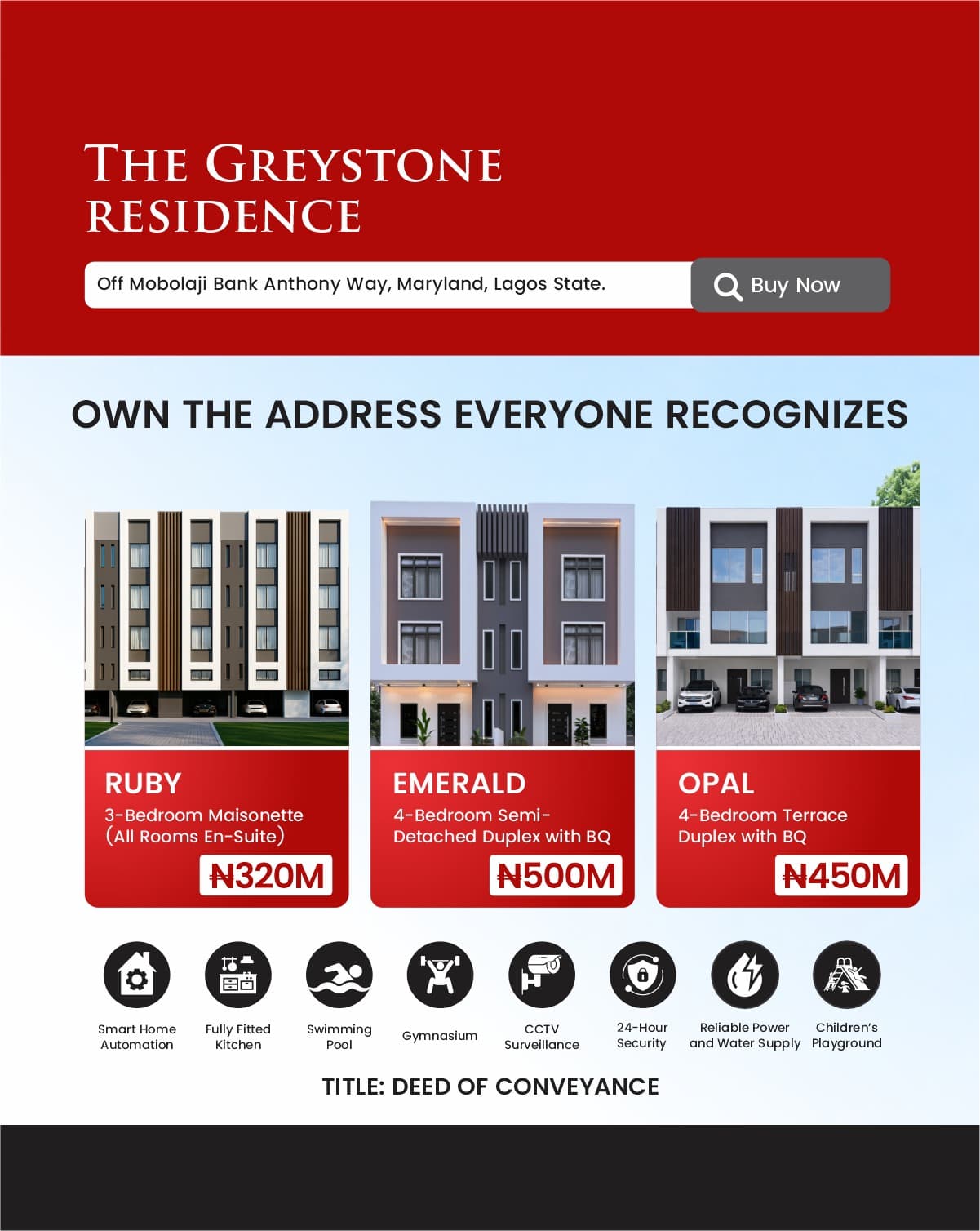 Terrace for Sale at Greystone Residence